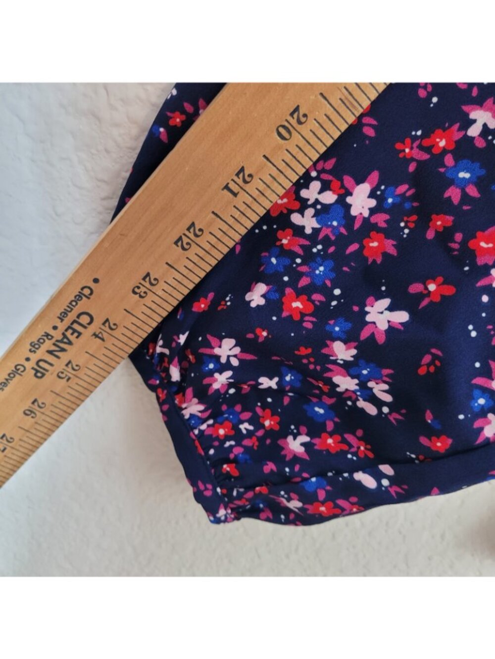 J. Crew Factory Ruffle Neck Long Sleeve Navy Floral Top Blouse Sz XL Preppy - Picture 6 of 8
